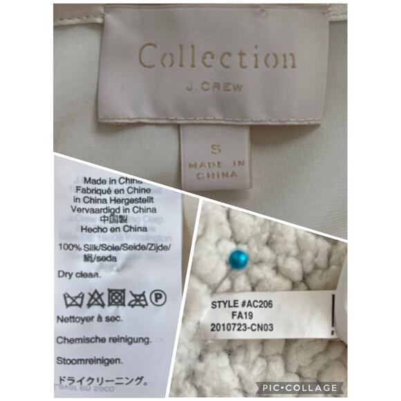 J.CREW COLLECTION CREAM SILK BLOUSE WITH TIE NECK WOMEN SIZE SMALL - Picture 11 of 14